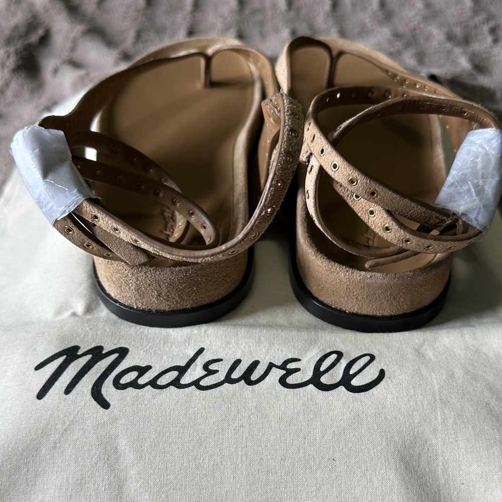Madewell Tan Suede Ankle-Strap Thong Sandals - Picture 6 of 10